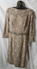 Jackie Jon New York Size 16 Beige Sliver Lace Dress Mother of the Bride Groom 