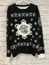 White Claw XL Black White Christmas Knit Sweater Acrylic Knit Holiday Snow EUC
