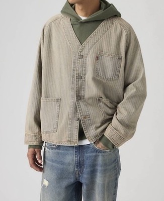 Levis Union Engineers Coat Beige Denim Cardigan Relaxed Fit 71390006 Men's Sz M