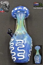 5" Tobacco Smoking Pipe Bowl Glass Hand Pipes Mushroom Style Blue 02