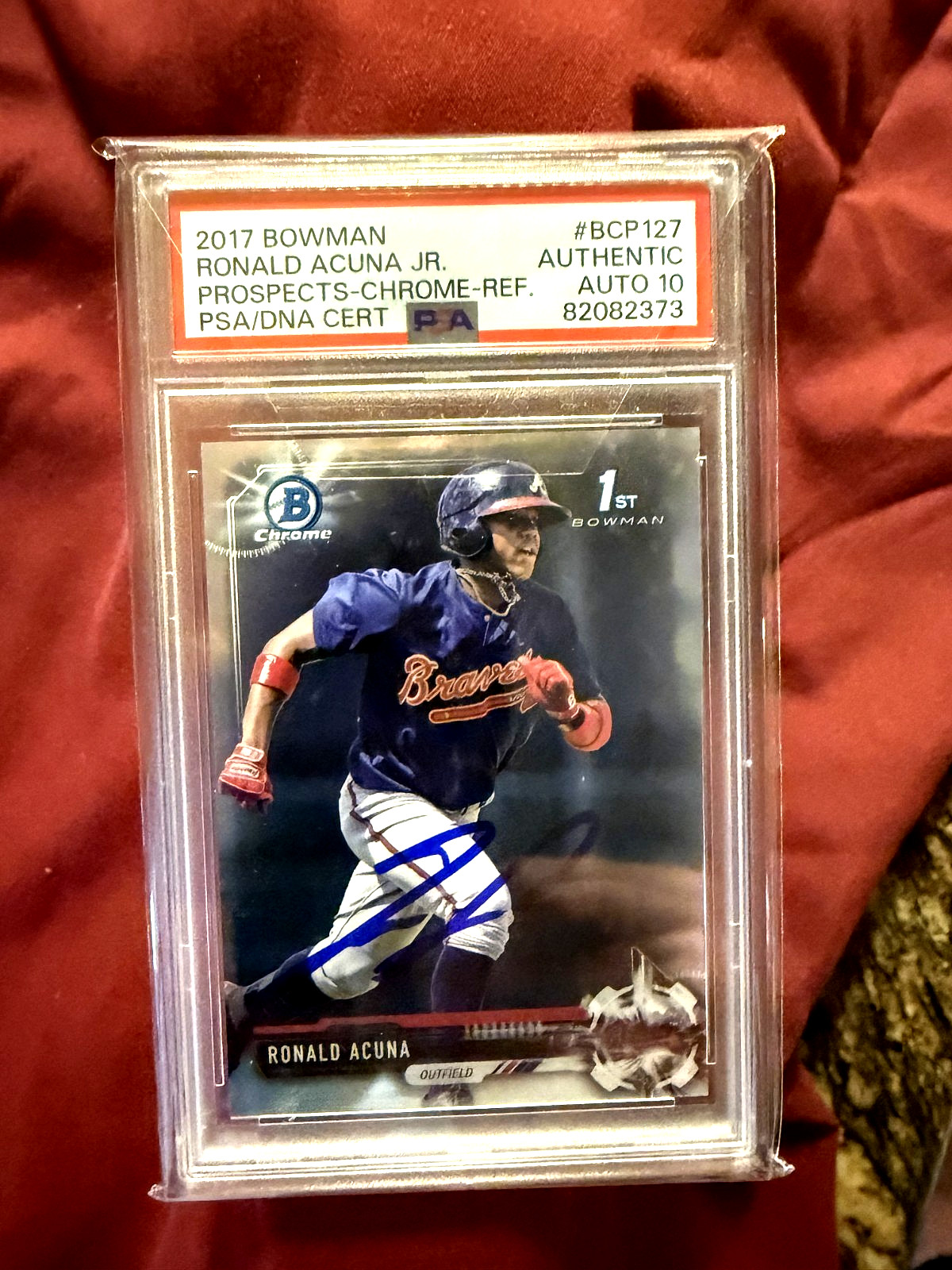 2017 BOWMANS RONALD ACUNA JR. PROSPECTS-CHROME-REF. PSA/DNA CERT #BCP127 AUTO-10