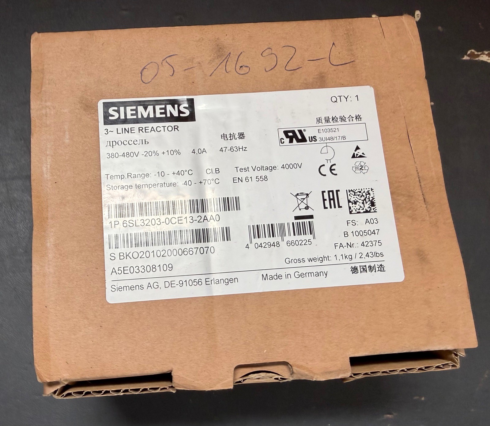 Siemens SINAMICS Netzdrossel 6SL3203-0CE13-2AA0 Line Reactor 4A 380-480V – Bild 2