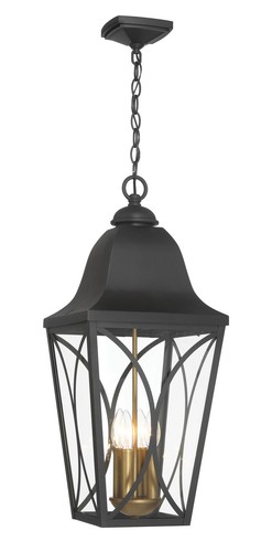 Sand Coal And Olden Brass Three Light Outdoor Pendant from the Cardigan