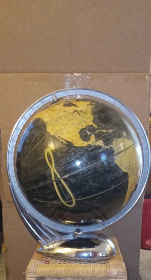 Rare 12" Peerless Weber Costello Globe. Circa 1935. Machine Age/ Art Deco Base. - Image 2 of 4