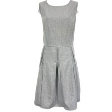 Calvin Klein Heather Gray Pleated Sleeveless Stretch Knee Length Dress sz 10