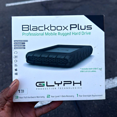 Glyph Blackbox Plus 1TB Rugged External Hard Drive USB-C Portable, Black
