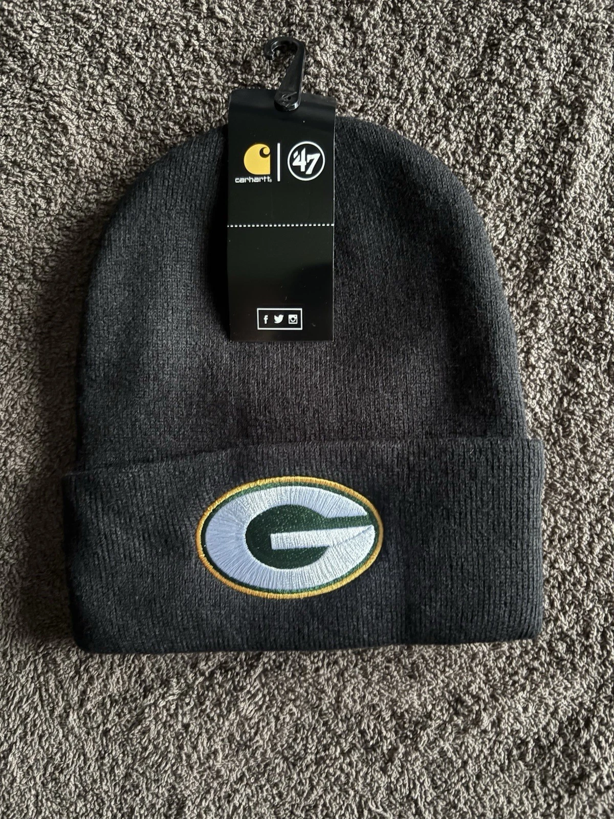 Green Bay Packers NFL Beanie Hat Black With Team Logo & With Tags on