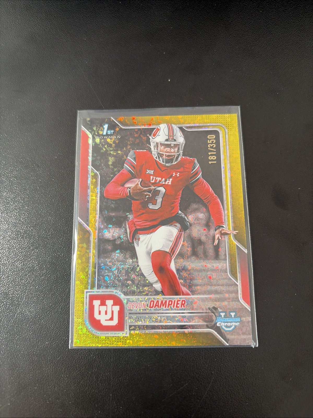 2025 Bowman University Chrome - Devon Dampier #3 Yellow Mini-Diamond /350