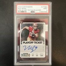 Nick Bosa 2021 Contenders Playoff Ticket Auto /49 PSA 9 49ers Veteran On-Card 