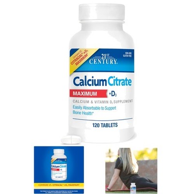 Calcium Citrate Plus D3 Maximum Caplets, 120 Count - Pure Gluten Free Formula