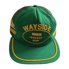 Vintage 3 Stripe Trucker Hat SnapBack Mesh Made In USA Wayside Packer Club