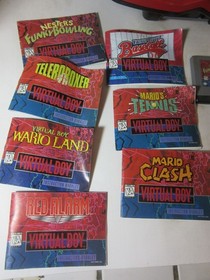 Vintage Virtual Boy with many computer games and 3D adapter, Water World, Mario