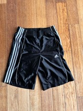 Adidas boy's athletic shorts, black with white 3-stripe on sides, Youth Large.
