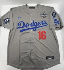 Will Smith #16 Dodgers 2025 World Series Jersey Stitched Grey Away Jersey Gray