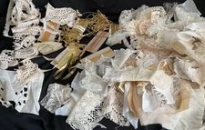 Slow Stitch Beige Ivory Cream Lace Crochet Kit 25 Pieces Vintage Junk Journal