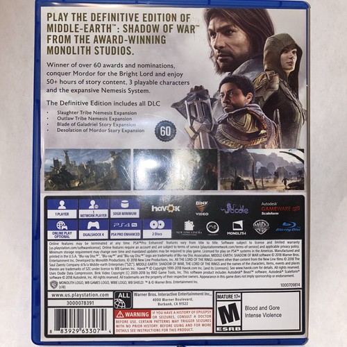 Middle Earth Shadow Of War PS4 Definitive Edition Lord of The Rings Tested - Picture 2 of 4