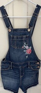 Abercrombie & Fitch Kids Overalls Girls 11/12 Denim Floral Embroidered Shortalls