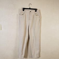 Talbots Irish Linen Blend Pants Cream Women s Size 14 High Waist Resort Classic