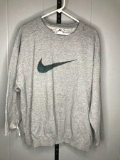 Vintage Nike Thrashed Made USA Crewneck Big Swoosh Sweatshirt gray Mens Sz LG