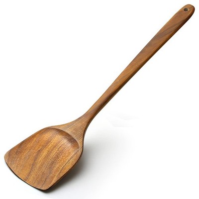 Espátula de madera, espátula plana de madera para wok de 15,3 pulgadas