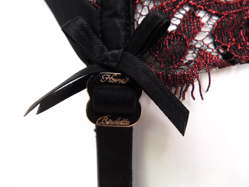 Honey Birdette Black Lace Maroon 2 Piece Garter Belt Large XL Luxury Suspender - Picture 20 of 24