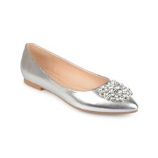 Journee Collection Women's Renzo Slip On Ballet Dress Flats, Silver Size 10M