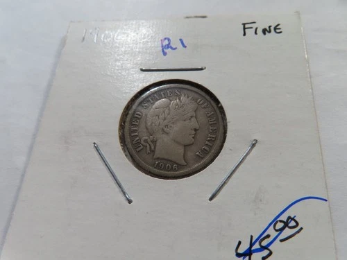 R1 USA 1906-O Silver Barber Dime Fine