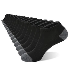 COOVAN 8 Pairs Mens Ankle Socks Low Cut Breathable Medium-Large, 8pairs-black 