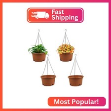 4 Pack 10 Inch Hanging Planters for Indoor Plants with Tray 15.7" Chain