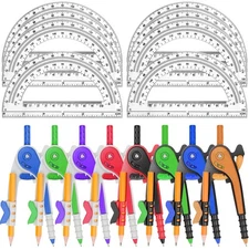 16-Pack Math Compass, Protractor Set with Pencils for Geometry, Drawing, Bulk