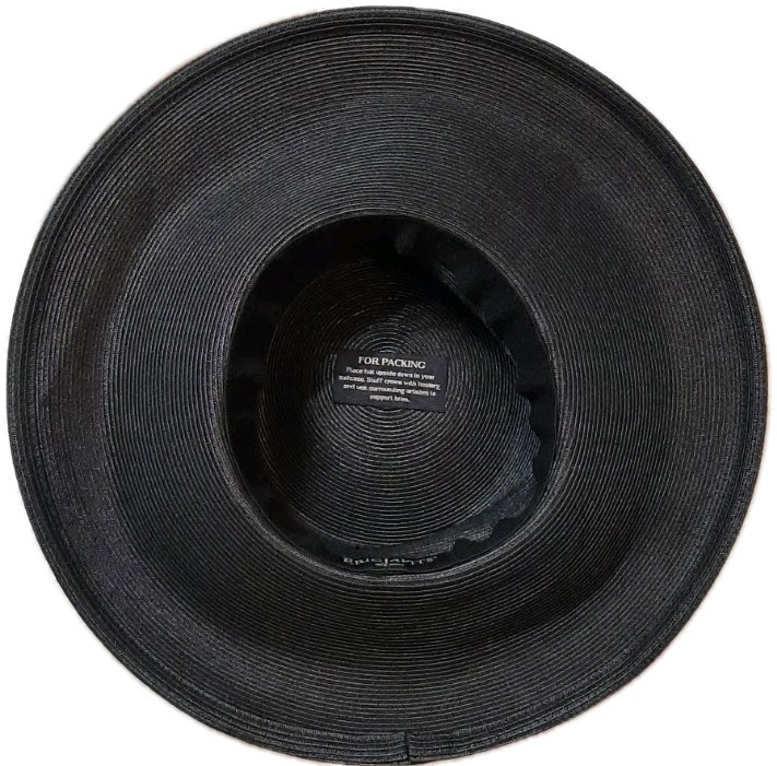 ERIC JAVITS New York Wide Brim Straw Sun Hat Chunky Gold Curb Chain Accent Black View 4