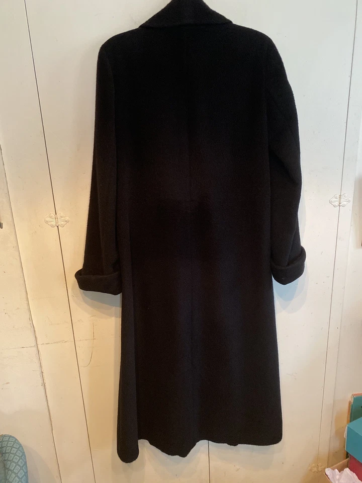 Peruvian Connection Long Coat Womens  Baby Alpaca Wool Black Lined Sz S - Image 4 of 4
