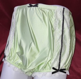 NIP M L Can Can Granny Panty Silky Nylon Satin Lace Brief Sissy Vintage styl
