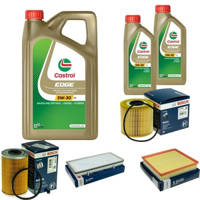 BOSCH Inspektionspaket 7L CASTROL EDGE 5W-30 C3 für Nissan Primastar Kasten 2.5