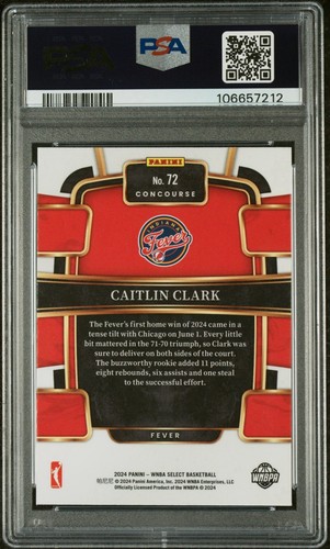 2024 Panini Select WNBA Caitlin Clark #72 Rookie PSA Gem 10 RC Indiana Fever - Picture 2 of 2