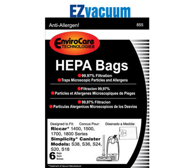 Simplicity Type H Hepa Bags for S38, S36, S24, S20, S18 Series