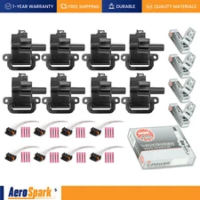 8 lgnition Coil & 8 NGK Spark Plug & 8 Connector for Chevrolet Pontiac Cadillac