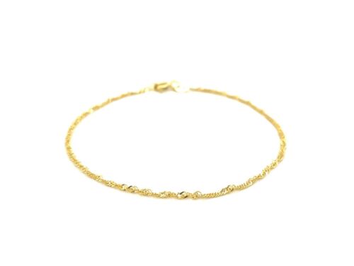 Brazalete de cadena de oro amarillo de 10 K de Singapur de 1,5 mm diseño elegante cierre de anillo - Imagen 2 de 4