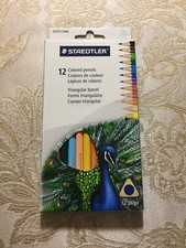 New Staedtler Triangular Colored Pencils 12 Piece Ergonomic Shape Blendable Bril