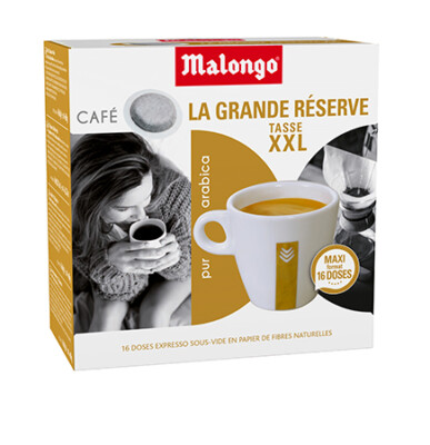 Malongo Grande Reserve XXL- Espresso, 240 Pads - 100 % Arabica, Cafe, Caffe