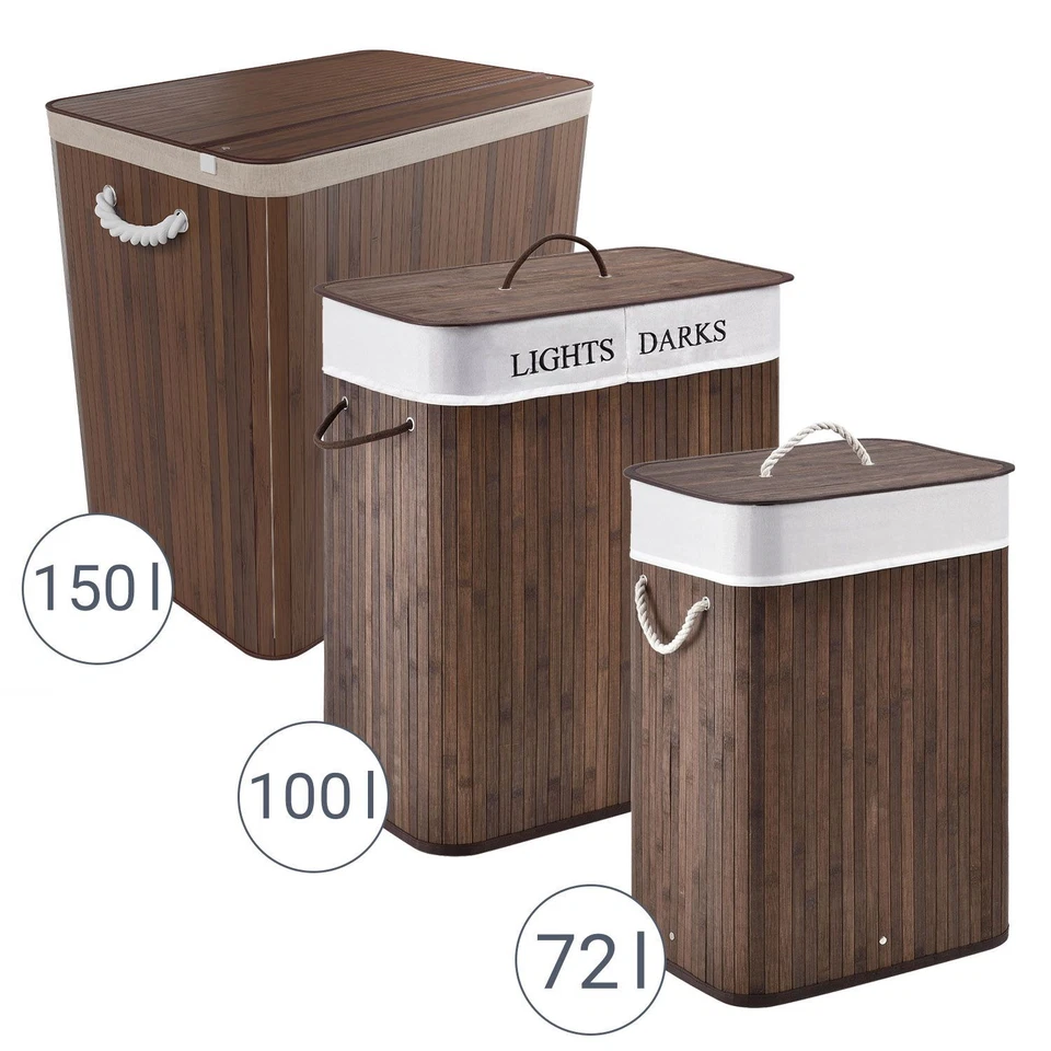 Wäschekorb Wäschesammler Wäschebox Bambus Wäschetonne Wäschesack Korb Juskys®