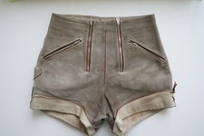 Kurze Pfadfinder Lederhose individuell mit Doppelzipp grau 60er Vintage Gr.44