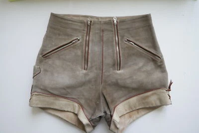 Kurze Pfadfinder Lederhose individuell mit Doppelzipp grau 60er Vintage Gr.44 - Bild 1 von 4