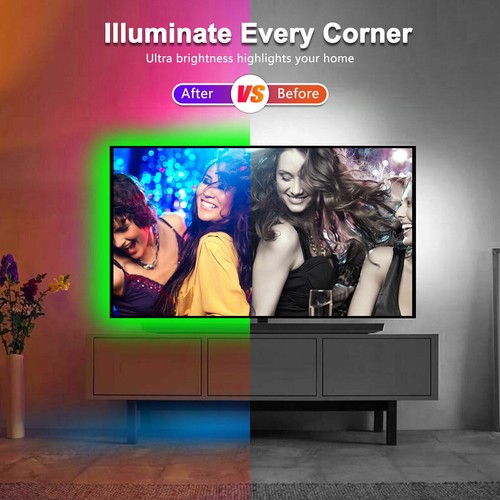 15M 50ft LED Strip Lights 3528 RGB Color Change 44 Key Remote for TV Rooms Bar - Picture 6 of 11