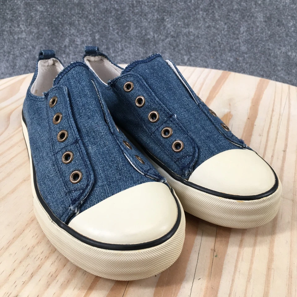 Old Navy Shoes Youth 2 Casual Slip On Sneakers Blue Round Toe Low Top Denim Foto 3 de 4