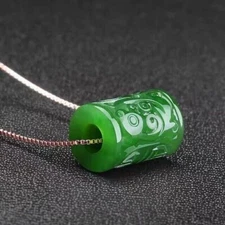 Natural Ice Green Jade jadeite Bead Lucky Amulet Pendant&Necklace jewelry 转运珠