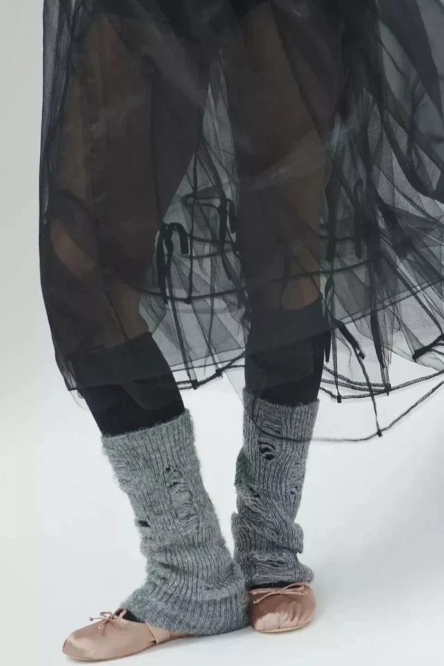 Calentadores de piernas Urban Outfitters gris desgastado tejido 🌟 NUEVO Foto 2 de 4