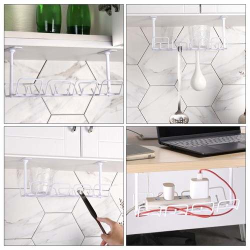 2 Pcs Wire Storage Rack Office Desk Cable Management Tray Standing - Afbeelding 6 van 12