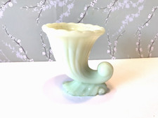 Vintage Soft Green Glass Vase Cornucopia Horn
