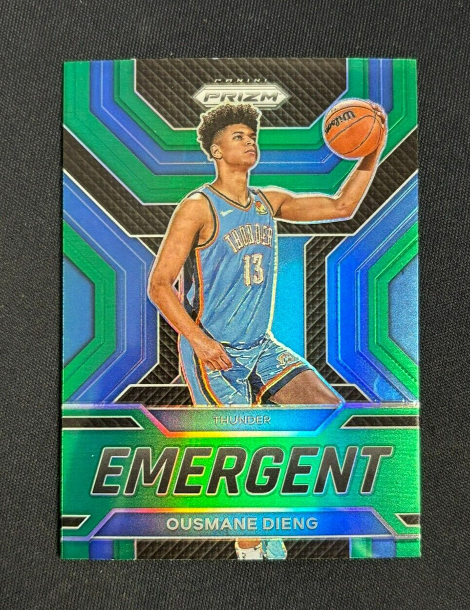 2022-23 Panini PRIZM NBA Ousmane Dieng Green Emergent Rookie #14 RC Thunder